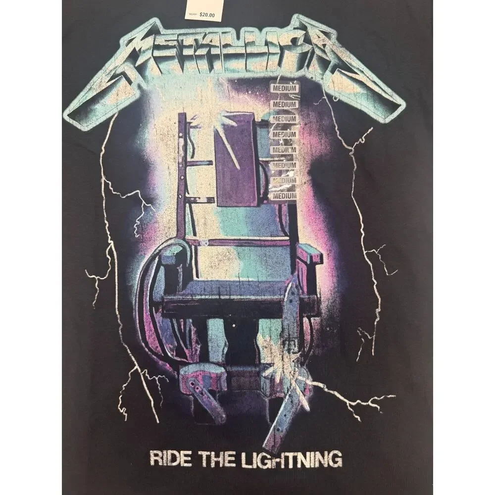 Metallica Ride The Lightning T Shirt Mens Size M Black Rock Band Graphic Tee